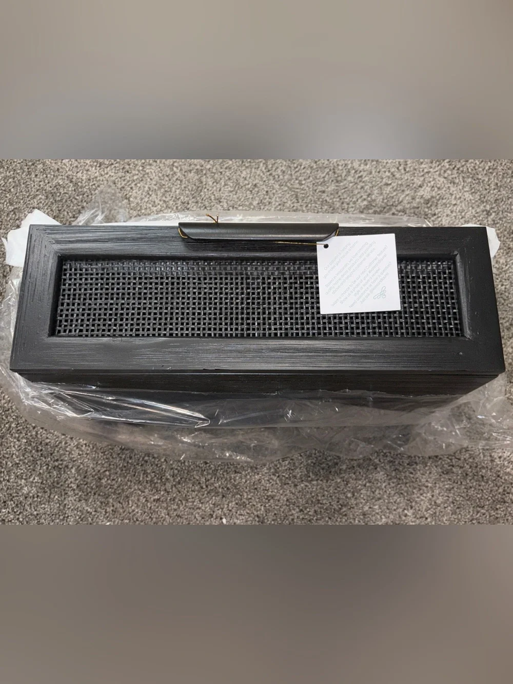 Black Woven-Front Floating Table with Drawer by Kate and Laurel